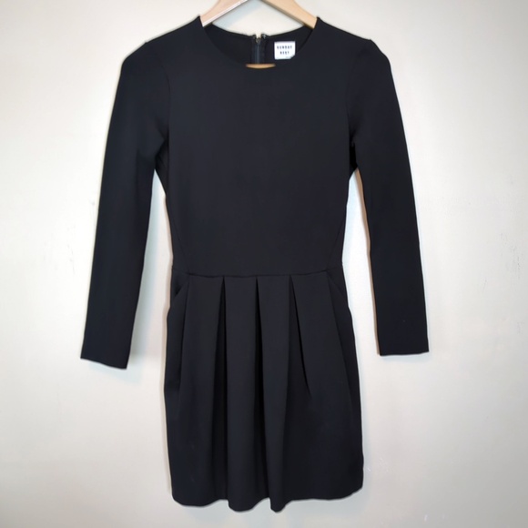 Aritzia Sunday Best Black Pleated Skater Style Mini Dress - Picture 6 of 14